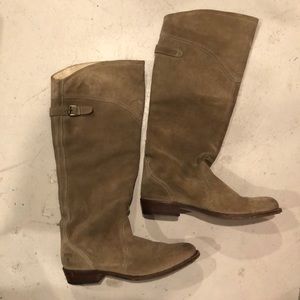 Frye Western Suede Leather Tan Brown Boots size 7